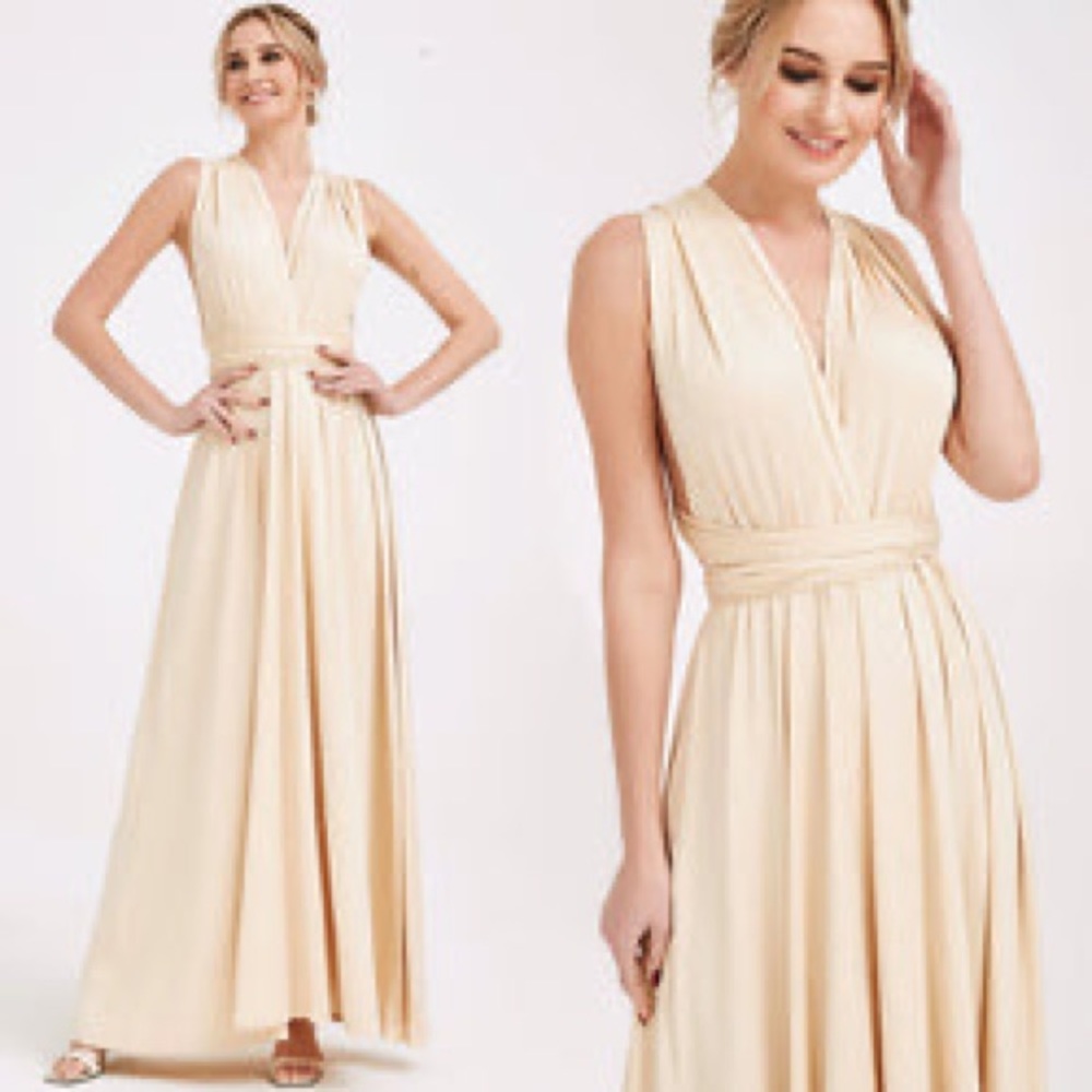 Like-New Light Champagne Infinity Bridesmaid Dress Tan Maxi